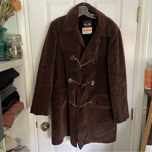 Mac-Mor Genuine Borg Fabric Vintage Brown Corduroy Toggle Duffle Coat Large